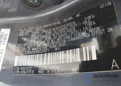 2009 Toyota Sienna Le from USA, damaged, VIN 5TDZK23C99S231671